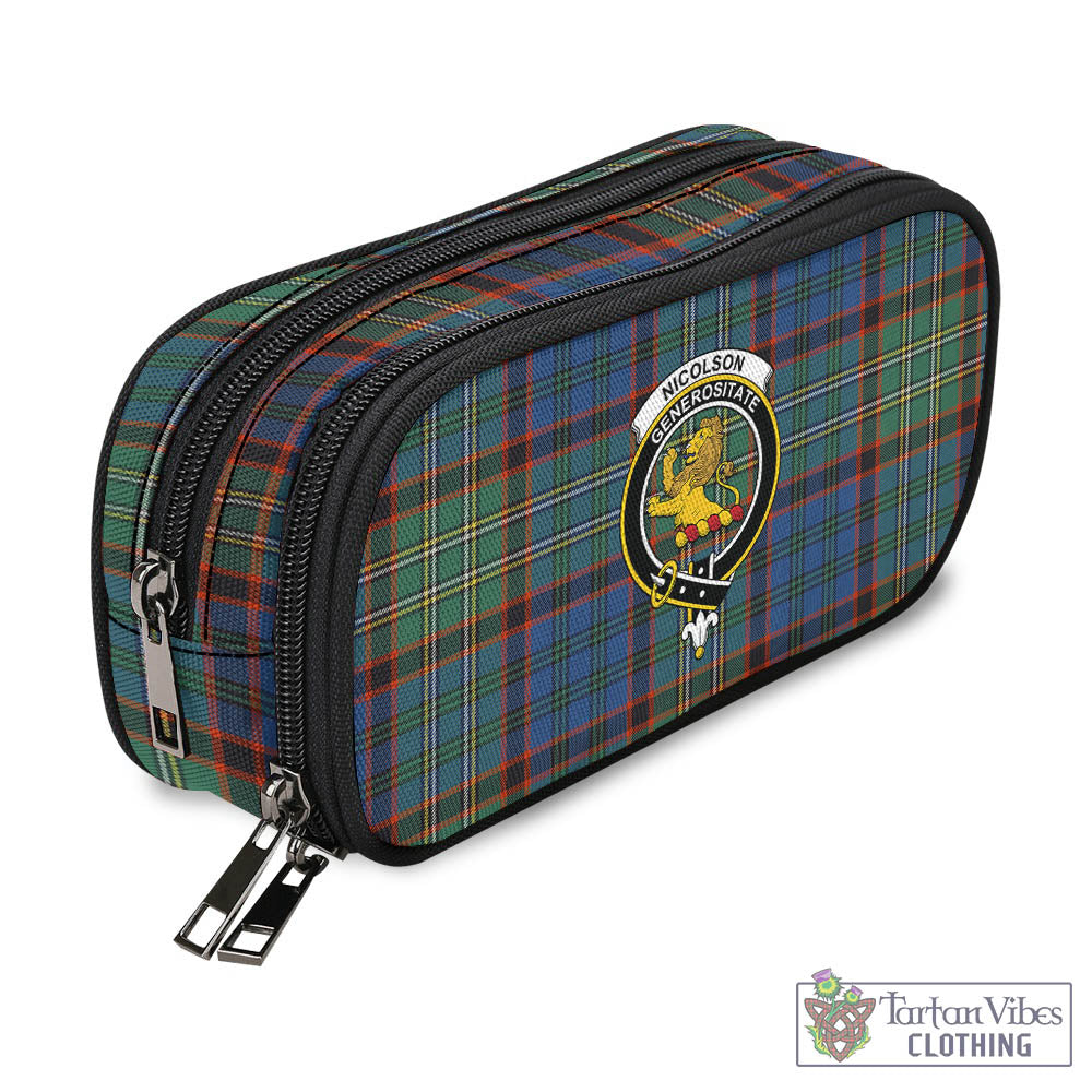 Tartan Vibes Clothing Nicolson Hunting Ancient Tartan Pen and Pencil Case with Family Crest