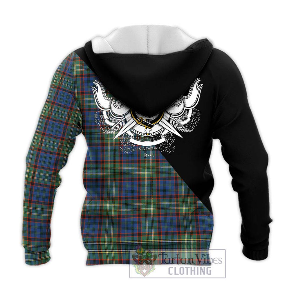 Nicolson Hunting Ancient Tartan Knitted Hoodie with Family Crest and Military Logo Style - Tartanvibesclothing Shop