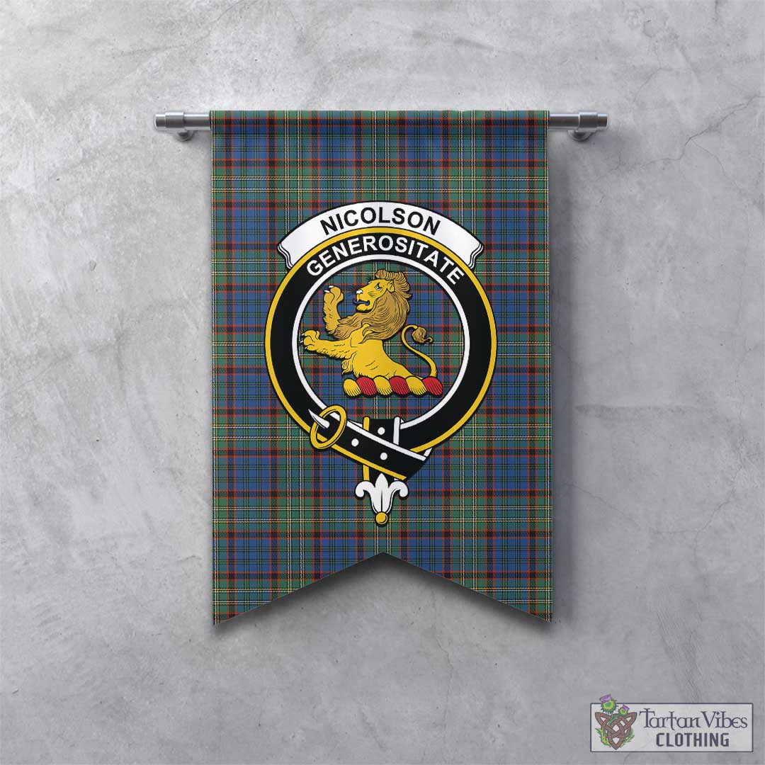 Tartan Vibes Clothing Nicolson Hunting Ancient Tartan Gonfalon, Tartan Banner with Family Crest