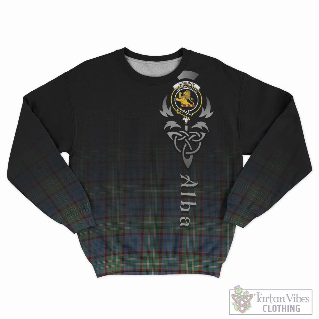 Tartan Vibes Clothing Nicolson Hunting Ancient Tartan Sweatshirt Featuring Alba Gu Brath Family Crest Celtic Inspired