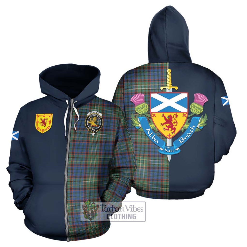 Tartan Vibes Clothing Nicolson Hunting Ancient Tartan Hoodie with Scottish Lion Royal Arm Half Style