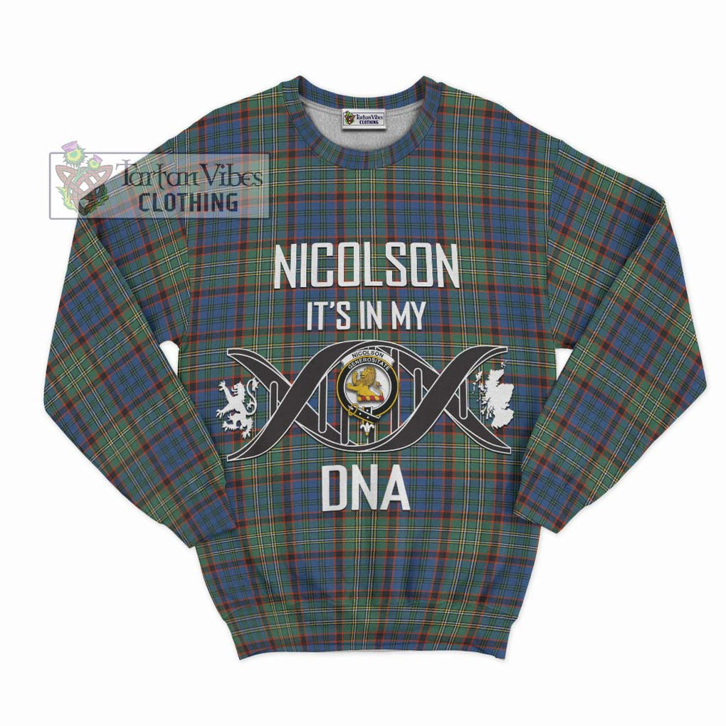 Nicolson Hunting Ancient Tartan Sweatshirt with Family Crest DNA In Me Style - Tartanvibesclothing Shop