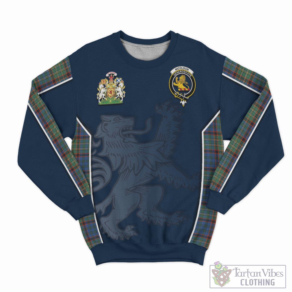 Tartan Vibes Clothing Nicolson Hunting Ancient Tartan Sweater with Family Crest and Lion Rampant Vibes Sport Style