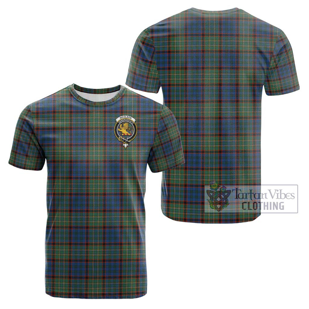 Nicolson Hunting Ancient Tartan Cotton T-Shirt with Family Crest Kid's Shirt - Tartanvibesclothing Shop