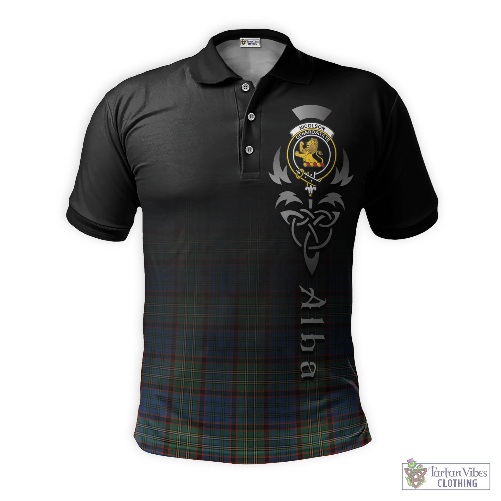 Tartan Vibes Clothing Nicolson Hunting Ancient Tartan Polo Shirt Featuring Alba Gu Brath Family Crest Celtic Inspired