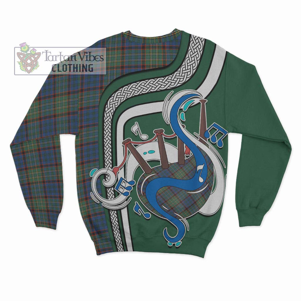 Tartan Vibes Clothing Nicolson Hunting Ancient Tartan Sweatshirt with Epic Bagpipe Style