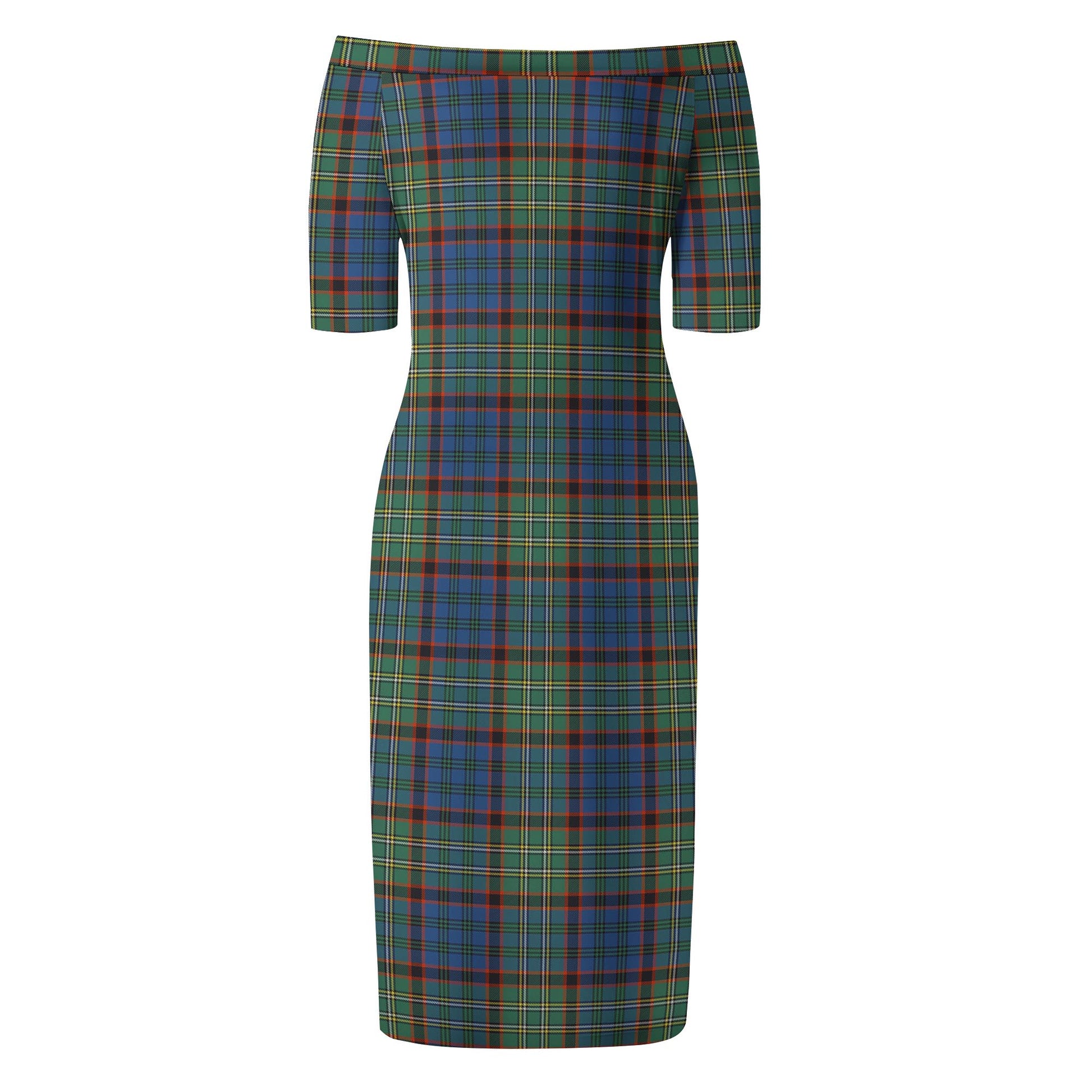 Nicolson Hunting Ancient Tartan Off Shoulder Lady Dress - Tartanvibesclothing