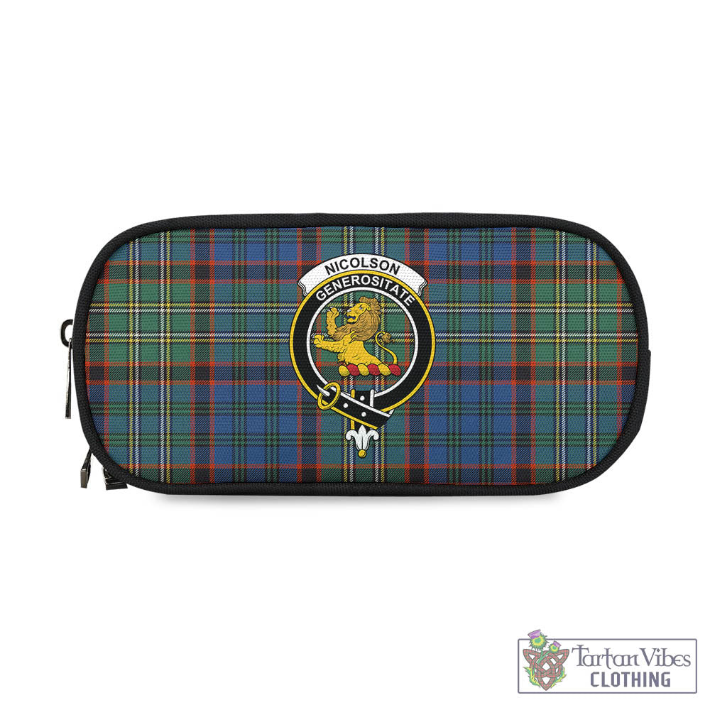 Tartan Vibes Clothing Nicolson Hunting Ancient Tartan Pen and Pencil Case with Family Crest