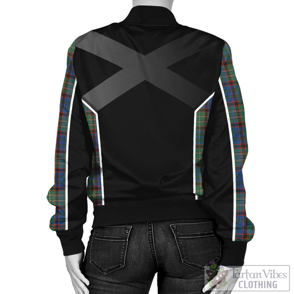 Tartan Vibes Clothing Nicolson Hunting Ancient Tartan Bomber Jacket with Family Crest and Scottish Thistle Vibes Sport Style