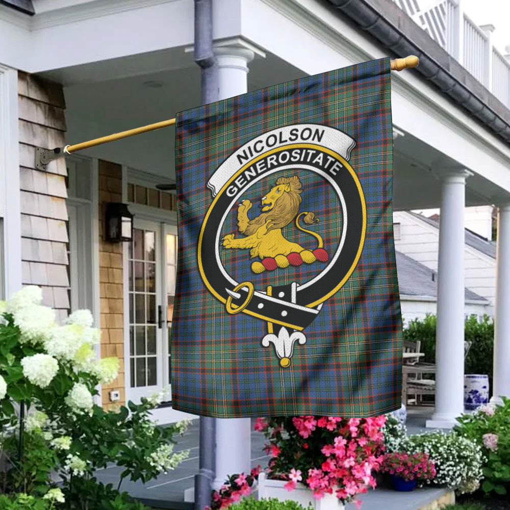 Nicolson Hunting Ancient Tartan Flag with Family Crest - Tartan Vibes Clothing