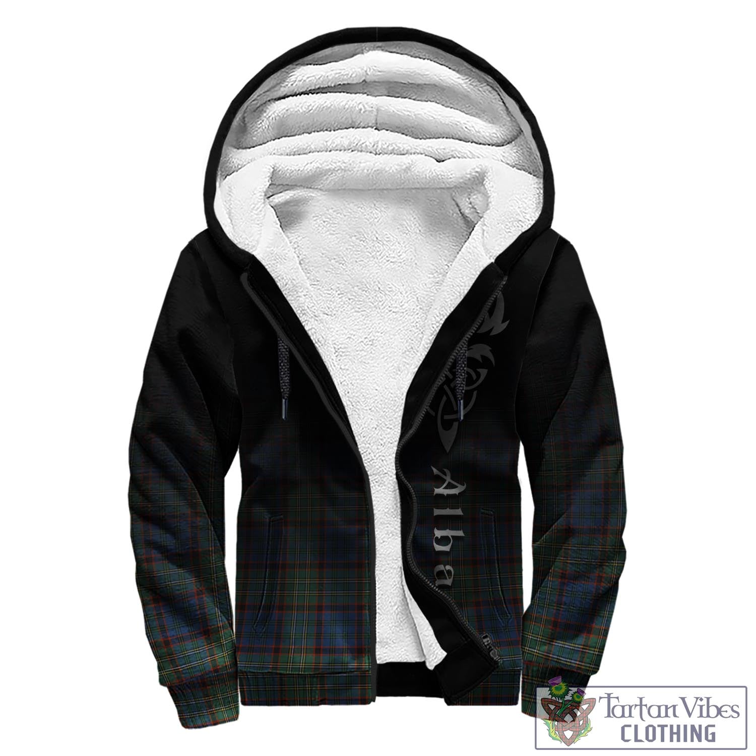 Tartan Vibes Clothing Nicolson Hunting Ancient Tartan Sherpa Hoodie Featuring Alba Gu Brath Family Crest Celtic Inspired