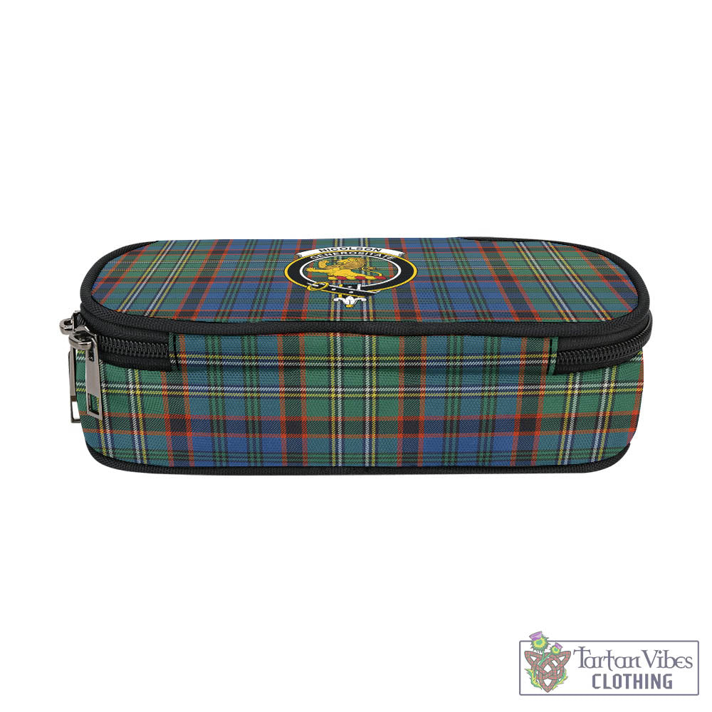 Tartan Vibes Clothing Nicolson Hunting Ancient Tartan Pen and Pencil Case with Family Crest