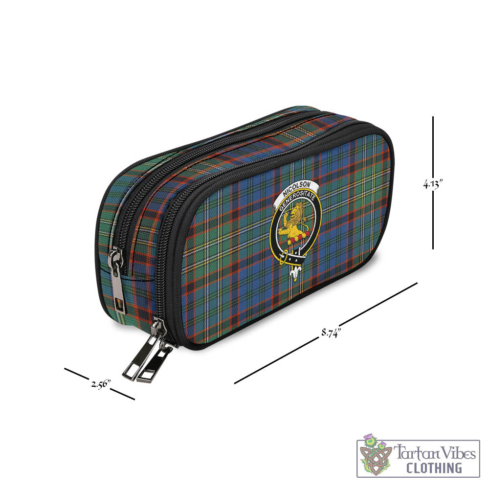 Tartan Vibes Clothing Nicolson Hunting Ancient Tartan Pen and Pencil Case with Family Crest