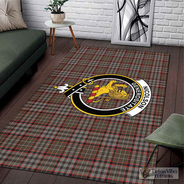 Nicolson Hunting Weathered Tartan Area Rug with Family Crest