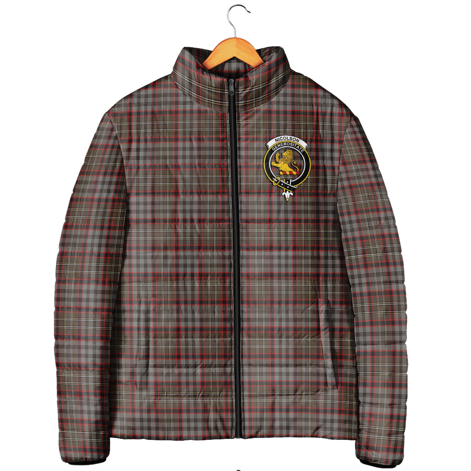 Nicolson Hunting Weathered Tartan Padded Jacket with Family Crest Men's Padded Jacket - Tartan Vibes Clothing