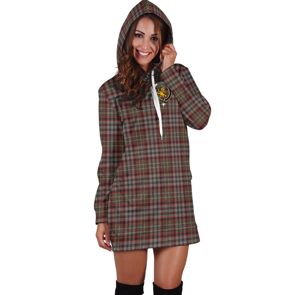 Nicolson Hunting Weathered Tartan Hoodie Dress with Family Crest - Tartan Vibes Clothing