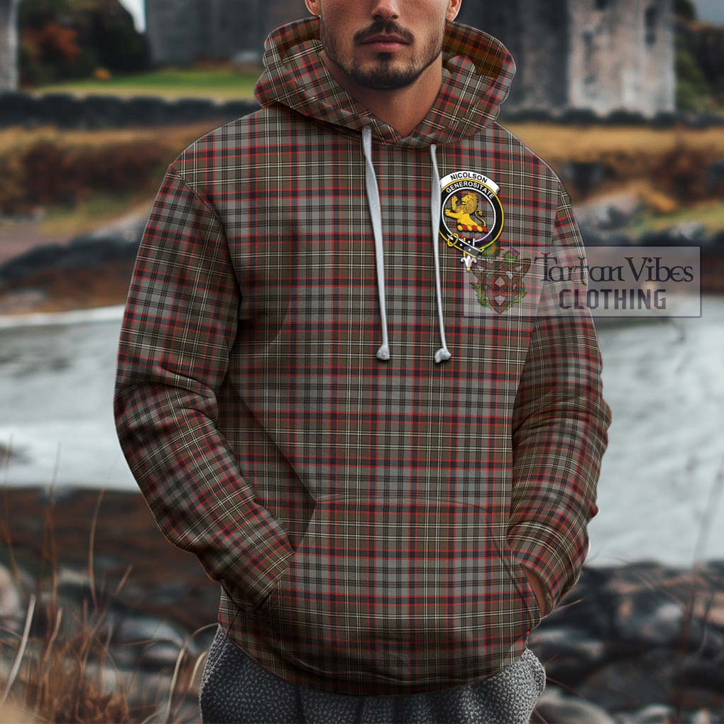 Nicolson Hunting Weathered Tartan Cotton Hoodie with Family Crest Pullover Hoodie XS - Tartan Vibes Clothing