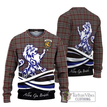 Nicolson Hunting Weathered Tartan Ugly Sweater with Alba Gu Brath Regal Lion Emblem