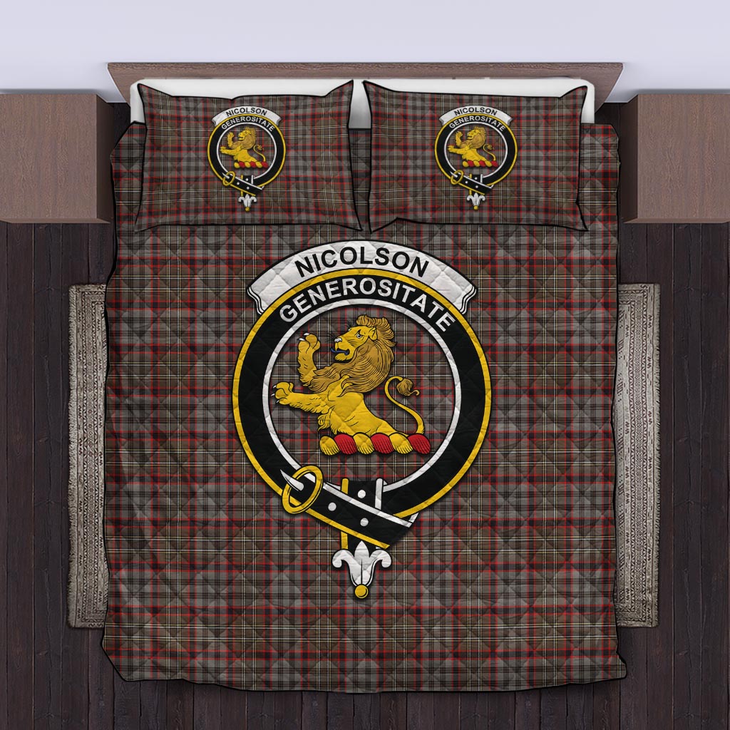 Nicolson Hunting Weathered Tartan Quilt Bed Set with Family Crest Twin - Tartan Vibes Clothing