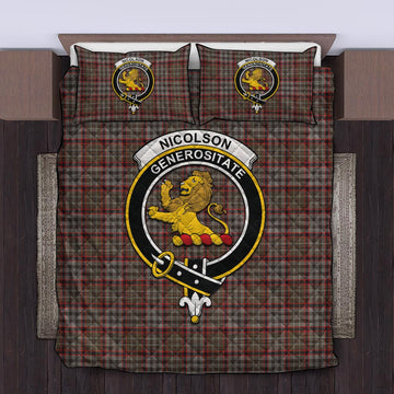 Nicolson Hunting Weathered Tartan Quilt Bed Set with Family Crest