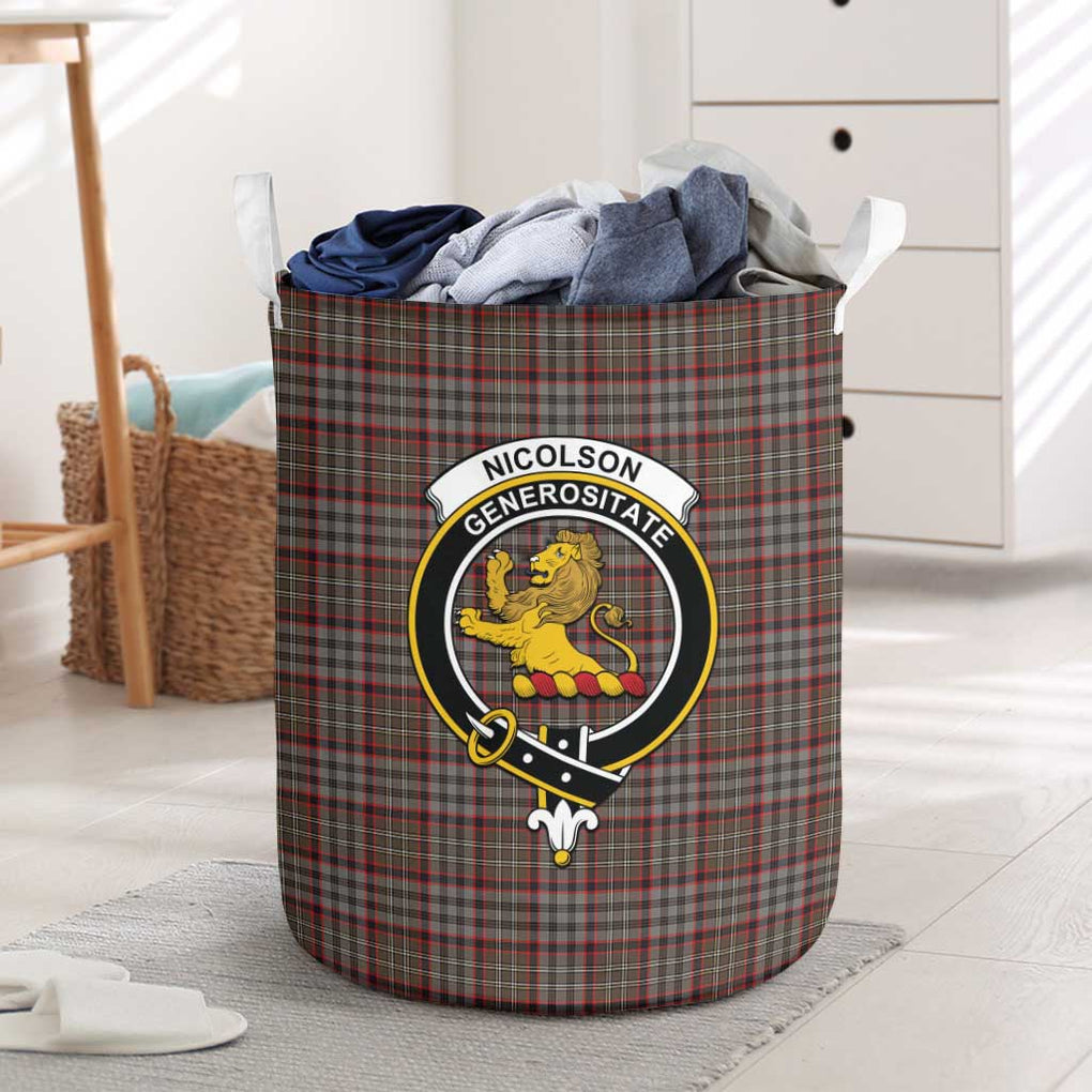 Nicolson Hunting Weathered Tartan Laundry Basket with Family Crest One Size - Tartanvibesclothing Shop