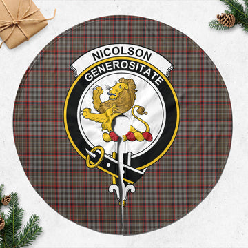 Nicolson Hunting Weathered Tartan Christmas Tree Skirt with Family Crest