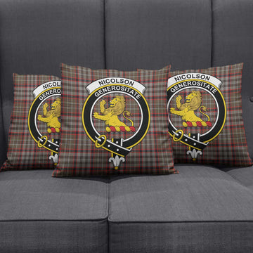 Nicolson Hunting Weathered Tartan Pillow Cover with Family Crest