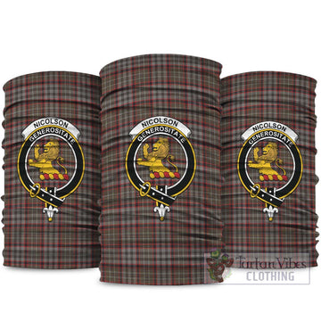 Nicolson Hunting Weathered Tartan Neck Gaiters, Tartan Bandanas, Tartan Head Band with Family Crest