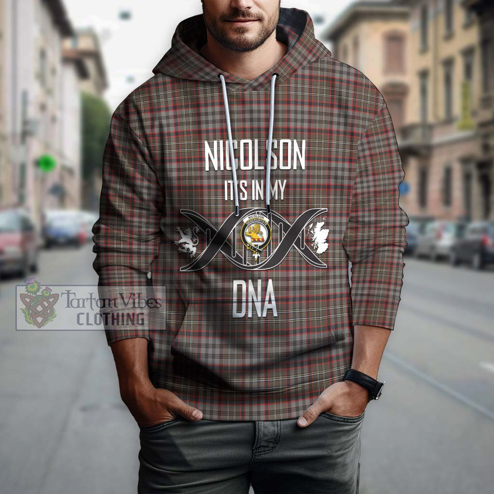 Nicolson Hunting Weathered Tartan Hoodie with Family Crest DNA In Me Style Pullover Hoodie - Tartanvibesclothing Shop