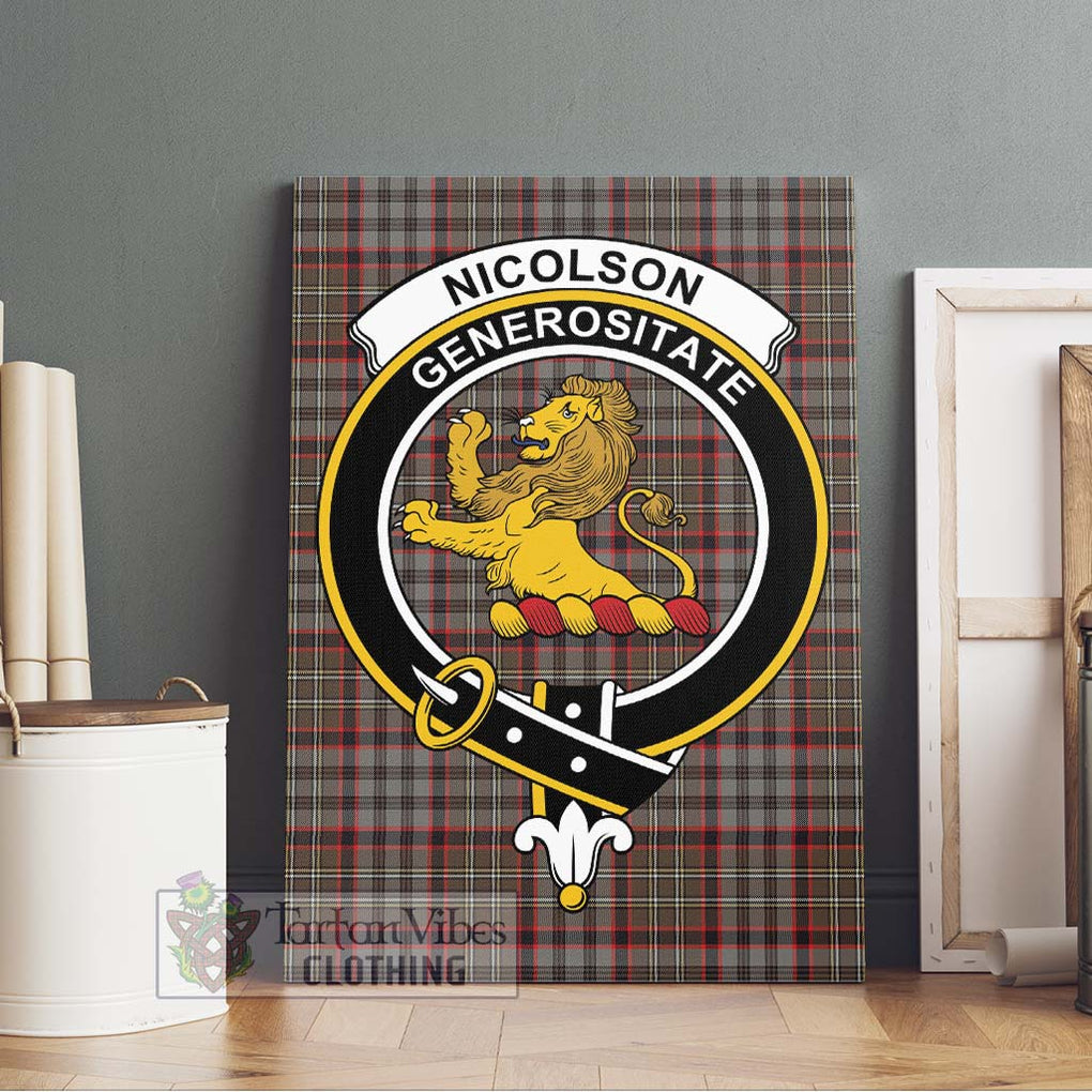 Nicolson Hunting Weathered Tartan Canvas Print Wall Art with Family Crest Without Frame - Tartan Vibes Clothing