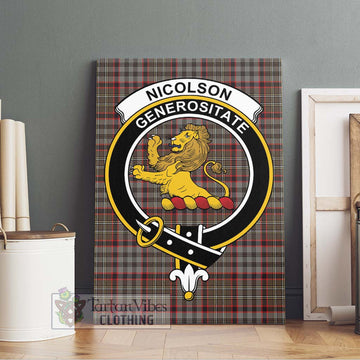 Nicolson Hunting Weathered Tartan Canvas Print Wall Art with Family Crest