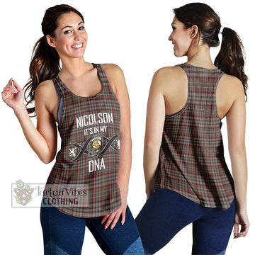 Nicolson Hunting Weathered Tartan Women's Racerback Tanks with Family Crest DNA In Me Style