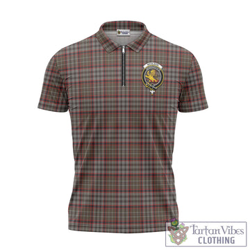 Nicolson Hunting Weathered Tartan Zipper Polo Shirt with Family Crest