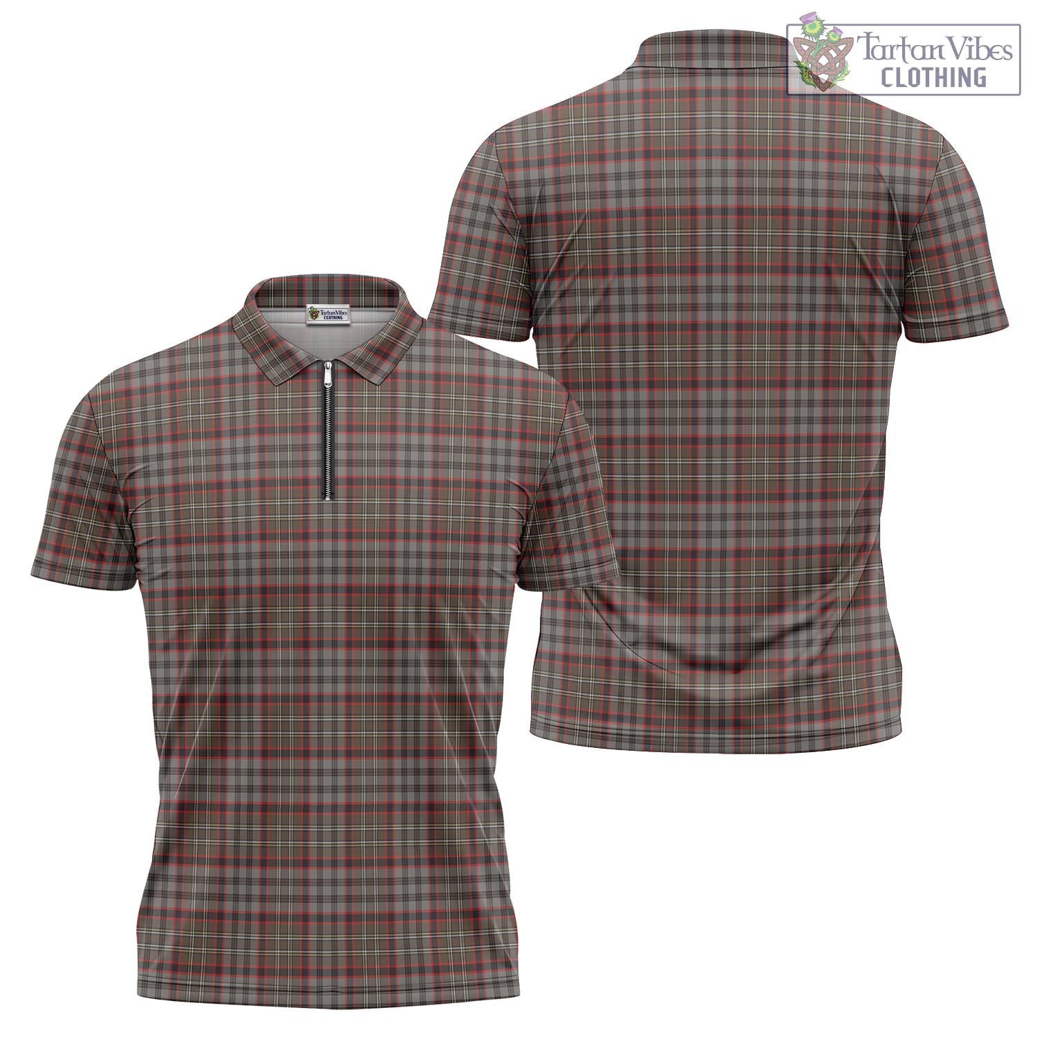 Tartan Vibes Clothing Nicolson Hunting Weathered Tartan Zipper Polo Shirt