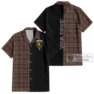 Nicolson Hunting Weathered Tartan Short Sleeve Button Shirt with Family Crest and Half Of Me Style