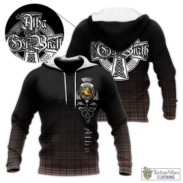 Nicolson Hunting Weathered Tartan Knitted Hoodie Featuring Alba Gu Brath Family Crest Celtic Inspired