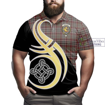 Nicolson Hunting Weathered Tartan Polo Shirt with Family Crest and Celtic Symbol Style