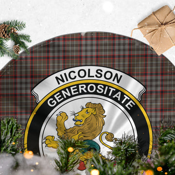 Nicolson Hunting Weathered Tartan Christmas Tree Skirt with Family Crest