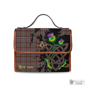 Nicolson Hunting Weathered Tartan Waterproof Canvas Bag with Scotland Map and Thistle Celtic Accents