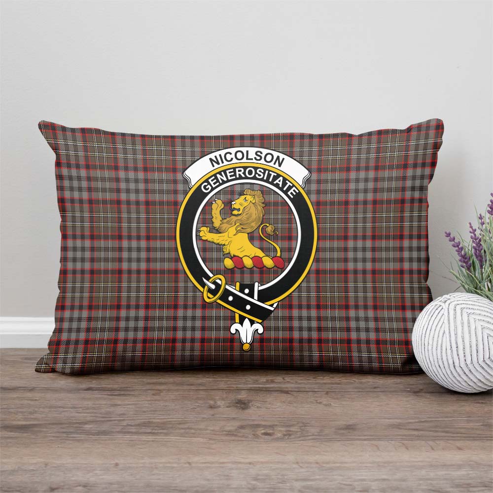 Nicolson Hunting Weathered Tartan Pillow Cover with Family Crest Rectangle Pillow Cover - Tartanvibesclothing