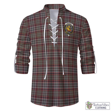 Nicolson Hunting Weathered Tartan Men's Scottish Traditional Jacobite Ghillie Kilt Shirt with Family Crest