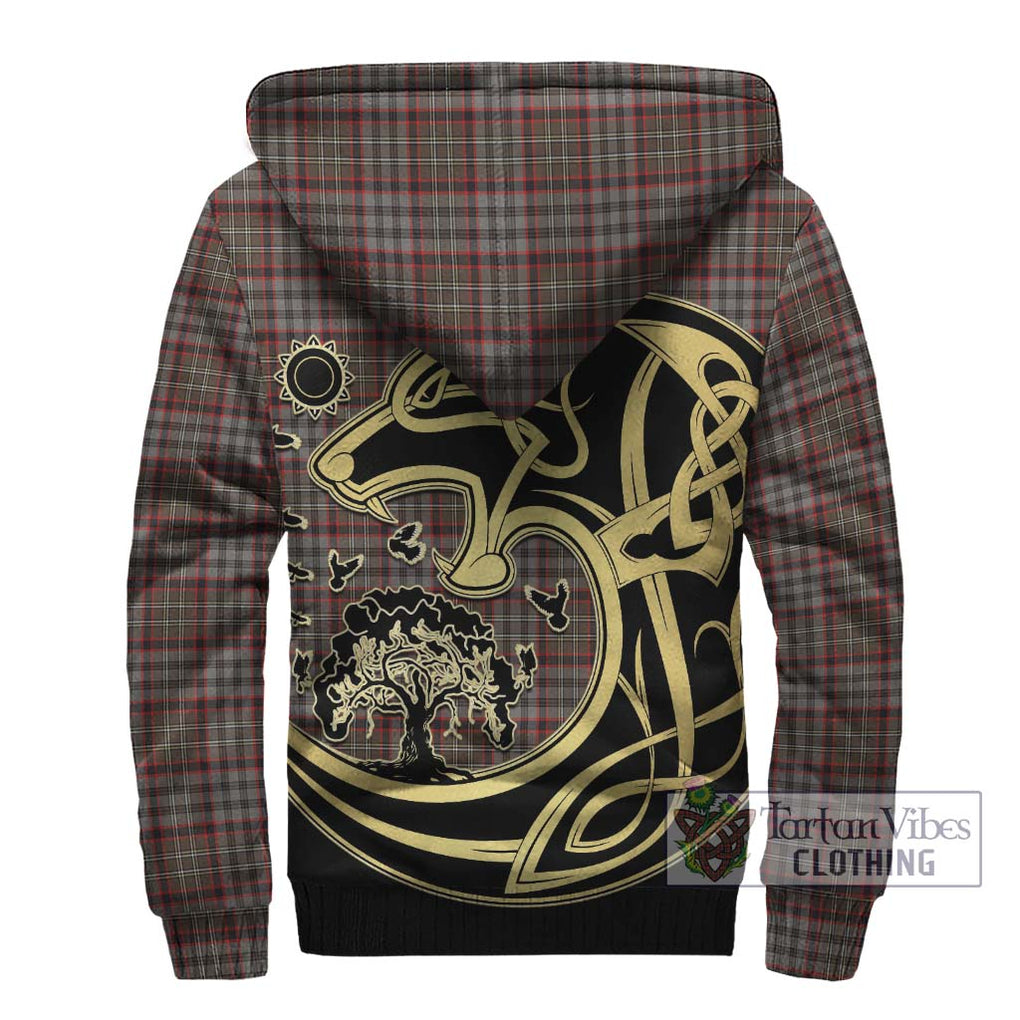 Nicolson Hunting Weathered Tartan Sherpa Hoodie with Family Crest Celtic Wolf Style - Tartan Vibes Clothing