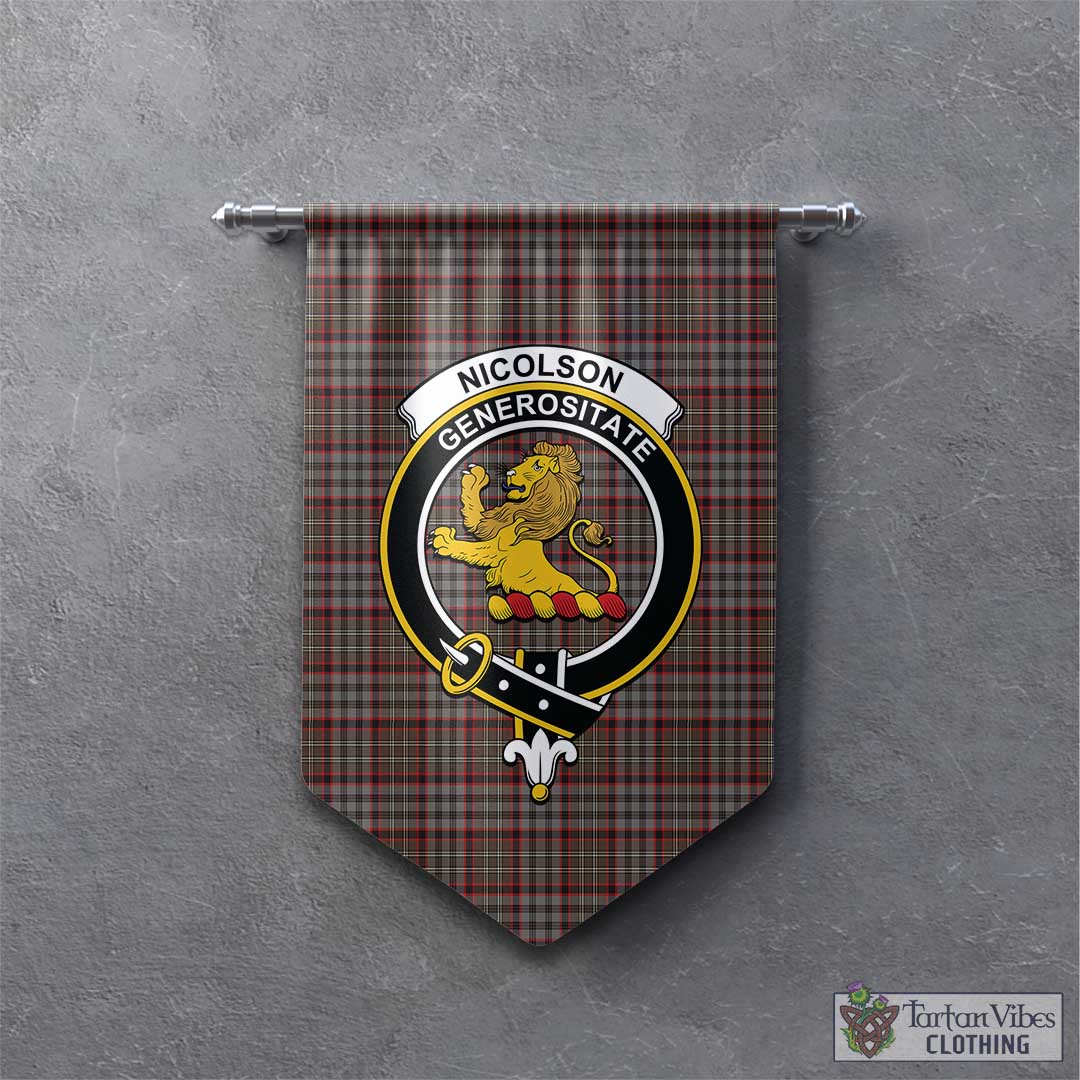 Tartan Vibes Clothing Nicolson Hunting Weathered Tartan Gonfalon, Tartan Banner with Family Crest