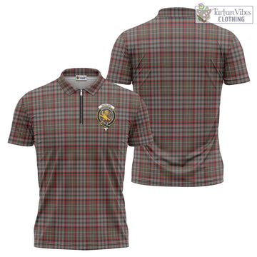 Nicolson Hunting Weathered Tartan Zipper Polo Shirt with Family Crest