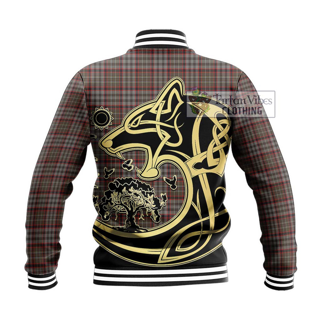 Nicolson Hunting Weathered Tartan Baseball Jacket with Family Crest Celtic Wolf Style - Tartan Vibes Clothing