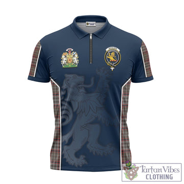 Nicolson Hunting Weathered Tartan Zipper Polo Shirt with Family Crest and Lion Rampant Vibes Sport Style