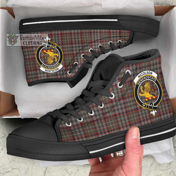 Nicolson Hunting Weathered Tartan High Top Shoes with Family Crest