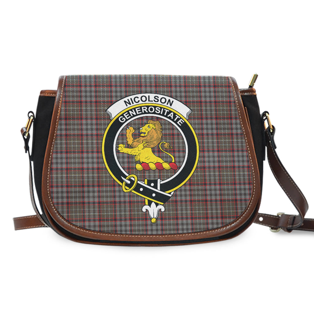 Nicolson Hunting Weathered Tartan Saddle Bag with Family Crest - Tartan Vibes Clothing