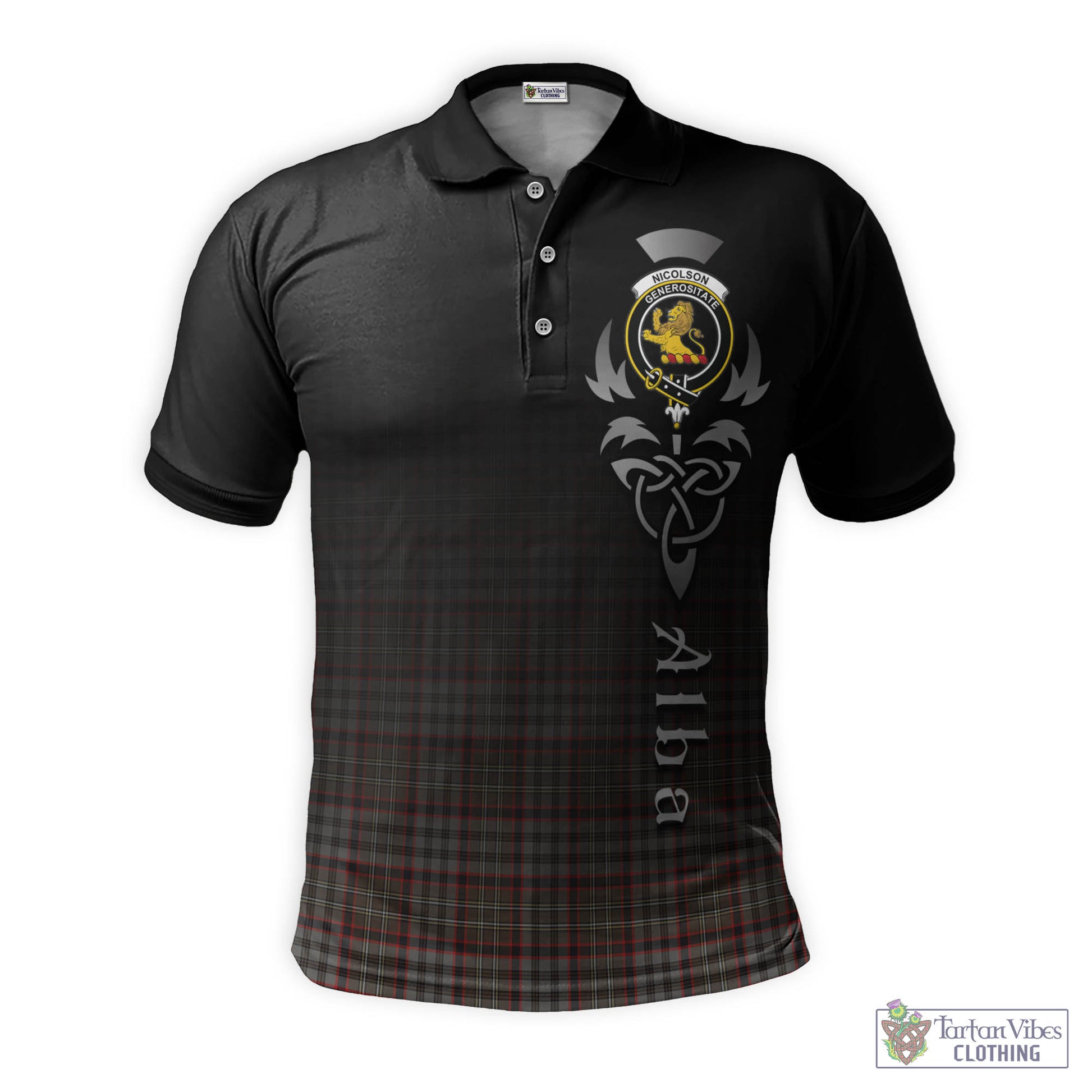 Tartan Vibes Clothing Nicolson Hunting Weathered Tartan Polo Shirt Featuring Alba Gu Brath Family Crest Celtic Inspired