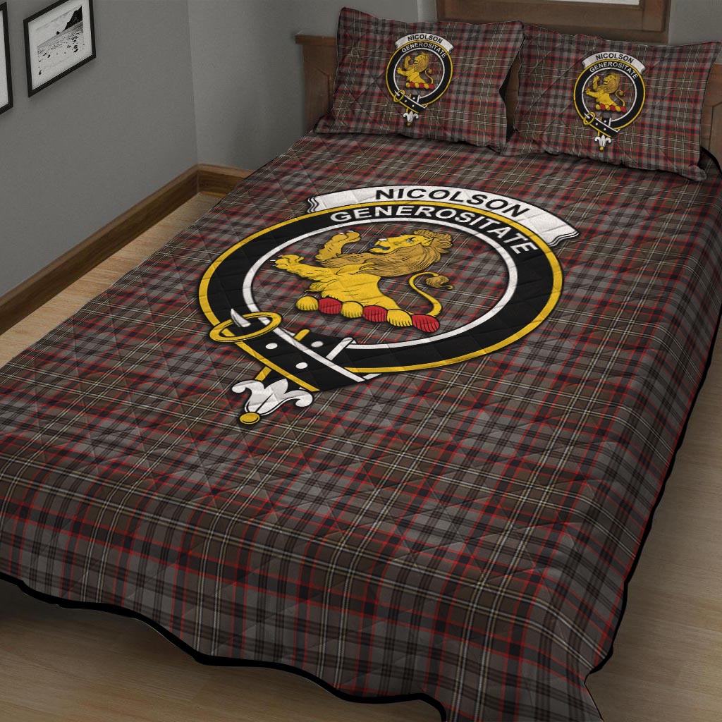 Nicolson Hunting Weathered Tartan Quilt Bed Set with Family Crest - Tartan Vibes Clothing